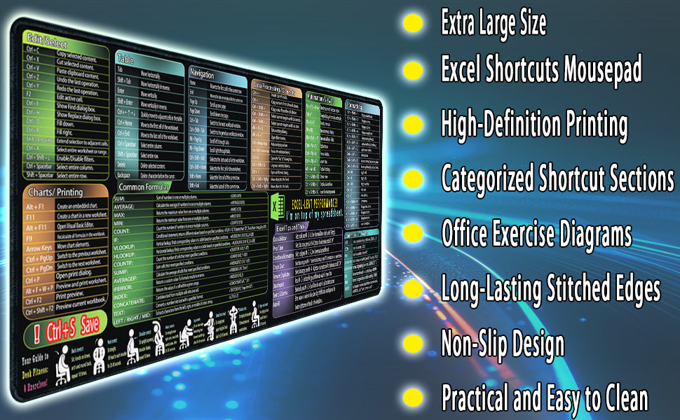 Excel Shortcut Mousepad
