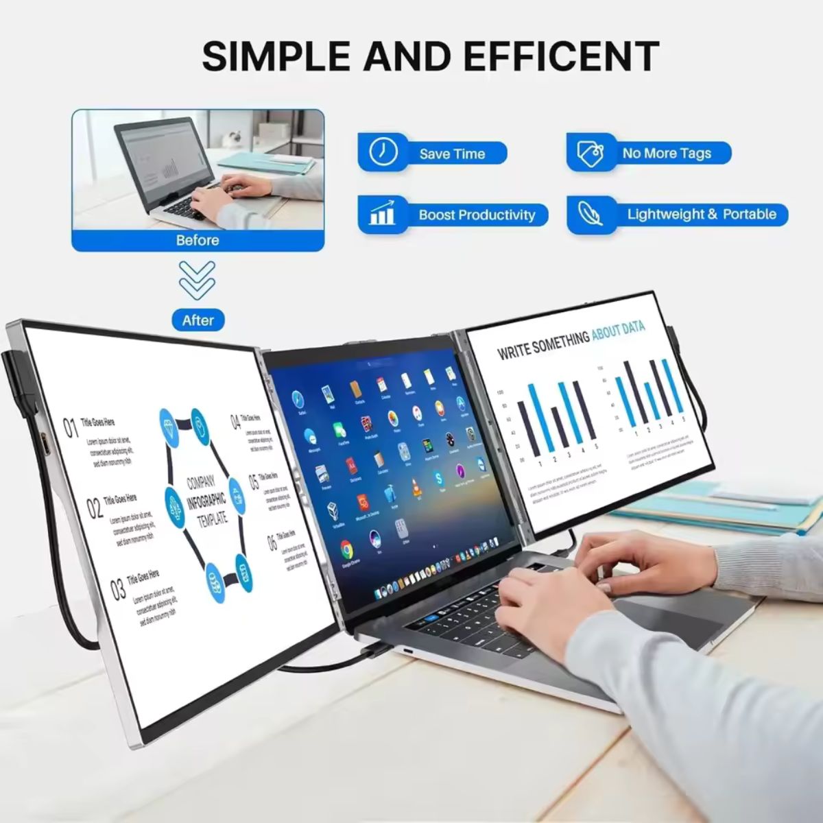 ProViewâ„¢ 14-Inch Triple Portable Laptop Screen Extender